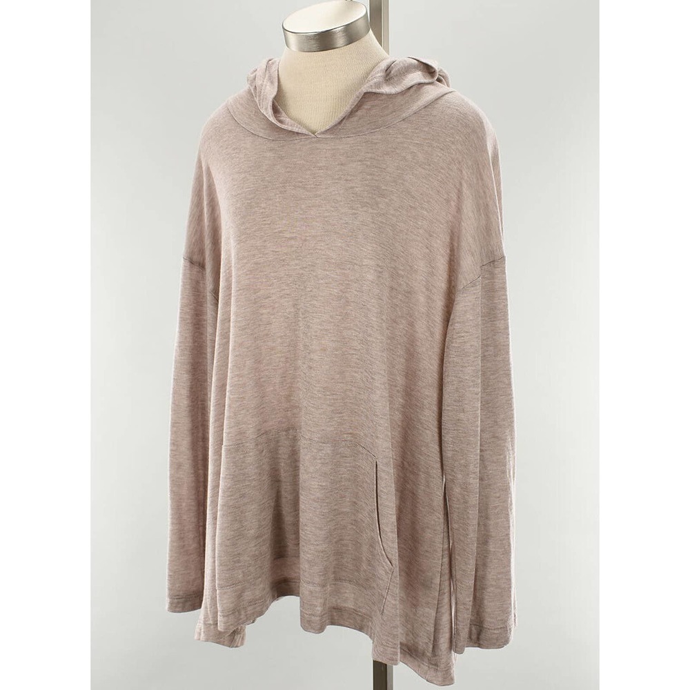 BRYN WALKER Womens Sand HOODED Long Sleeve Lyocell Top MEDIUM USA NWT